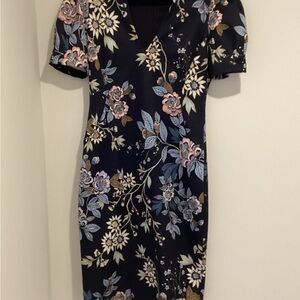 Vince Camuto Navy Floral Sheath Dress